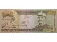 Банкнота Доминикана 20 (двадцать) песо 2003 год. Pick 169c. UNC