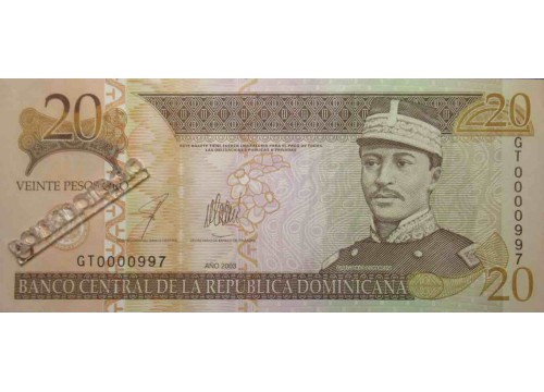 Банкнота Доминикана 20 (двадцать) песо 2003 год. Pick 169c. UNC