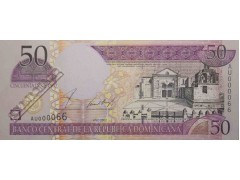 Банкнота Доминикана 50 (пятьдесят) песо 2002 год. Pick 170a. UNC
