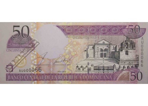 Банкнота Доминикана 50 (пятьдесят) песо 2002 год. Pick 170a. UNC