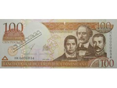Банкнота Доминикана 100 (сто) песо 2003 год. Pick 171c. UNC