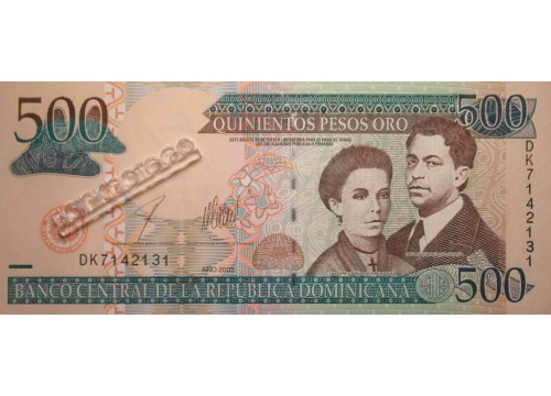 Банкнота Доминикана 500 (пятьсот) песо 2003 год. Pick 172b. UNC