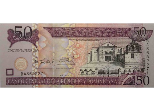 Банкнота Доминикана 50 (пятьдесят) песо 2006 год. Pick 176a. UNC