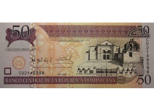 Банкнота Доминикана 50 (пятьдесят) песо 2008 год. Pick 176b. UNC