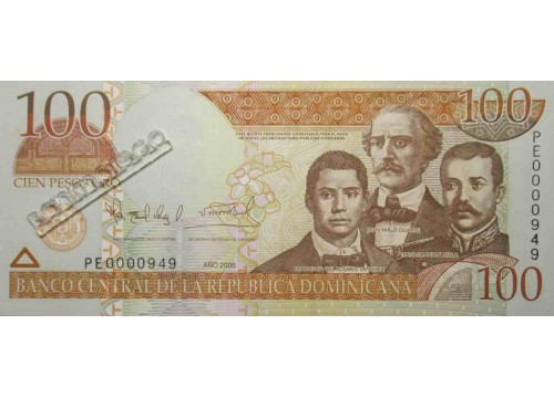 Банкнота Доминикана 100 (сто) песо 2006 год. Pick 177a. UNC