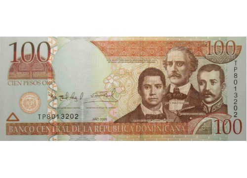 Банкнота Доминикана 100 (сто) песо 2009 год. Pick 177b. UNC