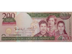Банкнота Доминикана 200 (двести) песо 2009 год. Pick 178A. UNC