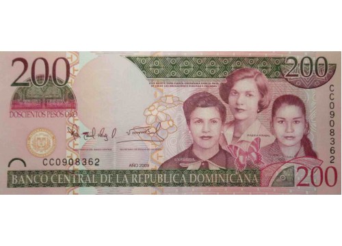 Банкнота Доминикана 200 (двести) песо 2009 год. Pick 178A. UNC