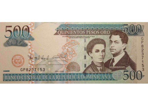Банкнота Доминикана 500 (пятьсот) песо 2009 год. Pick 179b. UNC