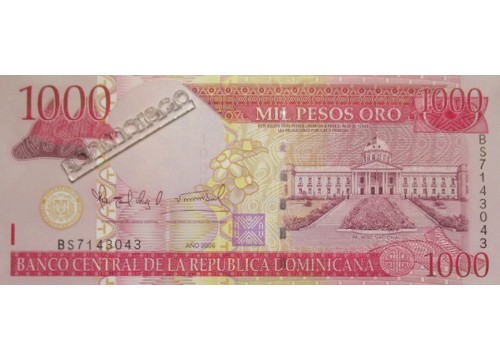 Банкнота Доминикана 1000 (тысяча) песо 2006 год. Pick 180a. UNC