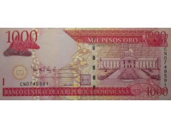 Банкнота Доминикана 1000 (тысяча) песо 2009 год. Pick 180b. UNC