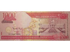 Банкнота Доминикана 1000 (тысяча) песо 2010 год. Pick 180c. UNC