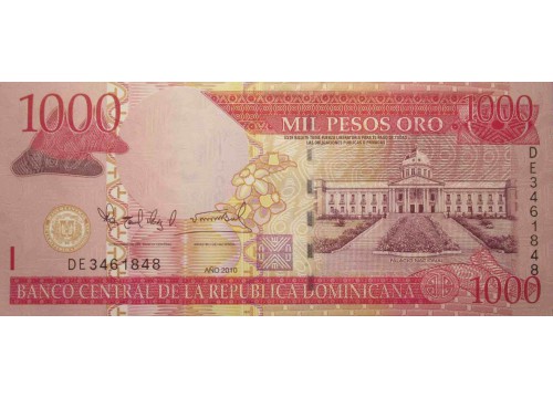 Банкнота Доминикана 1000 (тысяча) песо 2010 год. Pick 180c. UNC
