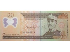 Банкнота Доминикана 20 (двадцать) песо 2009 год. Pick 182a. UNC