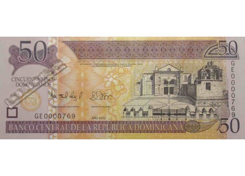 Банкнота Доминикана 50 (пятьдесят) песо 2012 год. Pick 183b. UNC