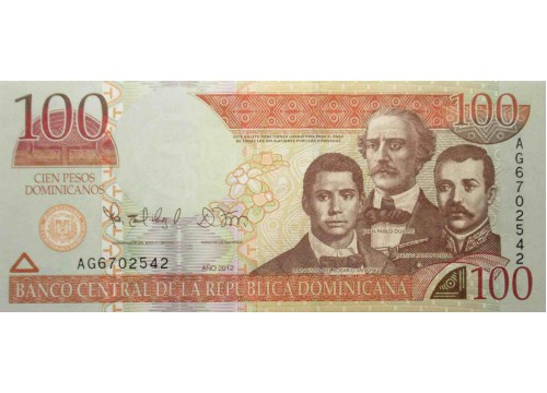 Банкнота Доминикана 100 (сто) песо 2012 год. Pick 184b. UNC