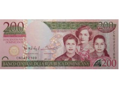 Банкнота Доминикана 200 (двести) песо 2013 год. Pick 185. UNC