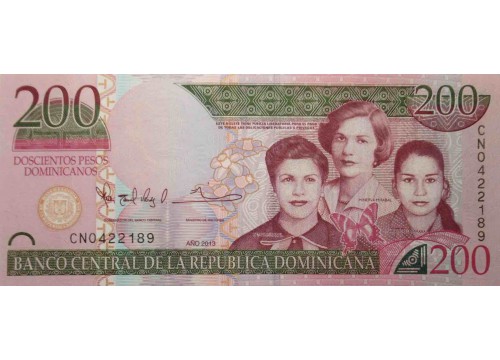 Банкнота Доминикана 200 (двести) песо 2013 год. Pick 185. UNC