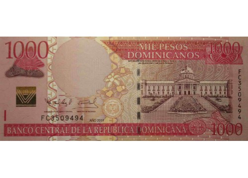 Банкнота Доминикана 1000 (тысяча) песо 2011 год. Pick 187a. UNC