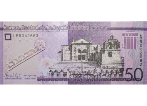 Банкнота Доминикана 50 (пятьдесят) песо 2019 год. Pick 189e. UNC