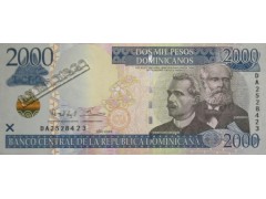 Банкнота Доминикана 2000 (две тысячи) песо 2013 год. Pick 188c. UNC