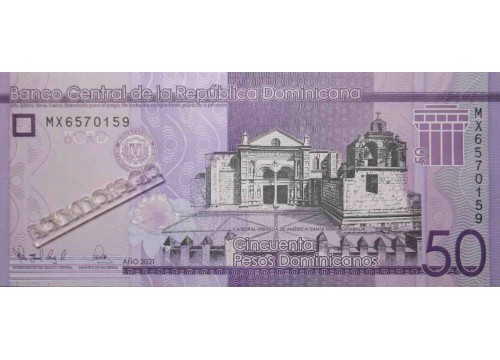 Банкнота Доминикана 50 (пятьдесят) песо 2021 год. Pick 189g. UNC