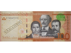 Банкнота Доминикана 100 (сто) песо 2015 год. Pick 190b. UNC
