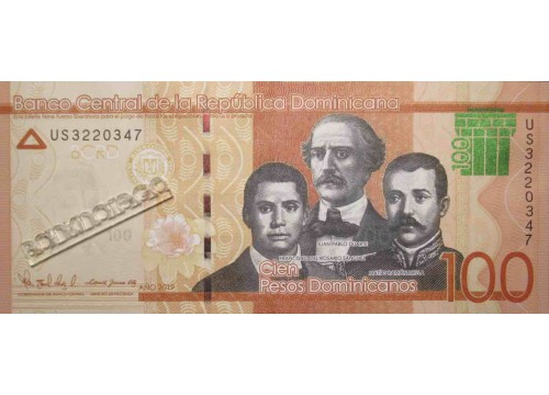 Банкнота Доминикана 100 (сто) песо 2019 год. Pick 190e. UNC