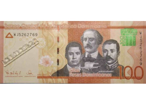 Банкнота Доминикана 100 (сто) песо 2021 год. Pick 190f. UNC