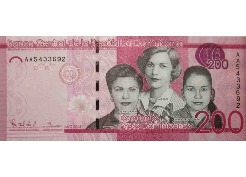 Банкнота Доминикана 200 (двести) песо 2014 год. Pick 191a. UNC