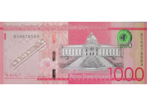 Банкнота Доминикана 1000 (тысяча) песо 2015 год. Pick 193b. UNC