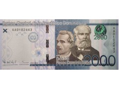 Банкнота Доминикана 2000 (две тысячи) песо 2014 год. Pick 194. UNC