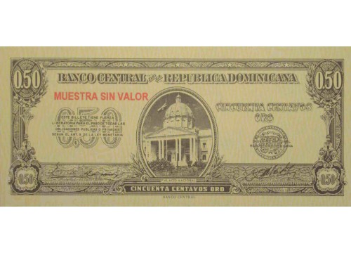 Банкнота Доминикана 50 (пятьдесят) сентаво 1961 год. Pick 90s. UNC