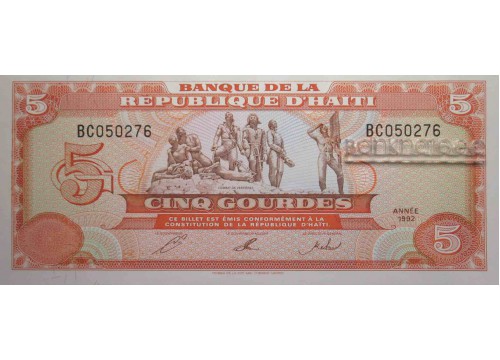 Банкнота Гаити 5 (пять) гурд 1992 год. Pick 261. UNC