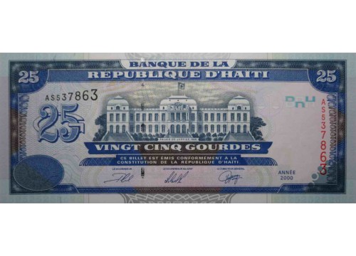 Банкнота Гаити 25 (двадцать пять) гурд 2000 год. Pick 266a. UNC