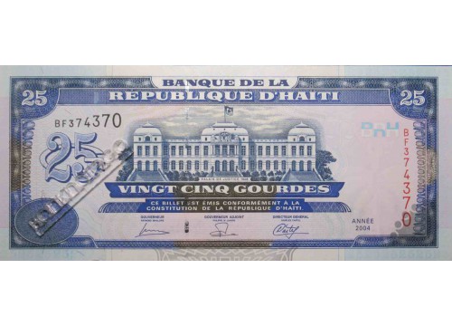 Банкнота Гаити 25 (двадцать пять) гурд 2004 год. Pick 266b. UNC