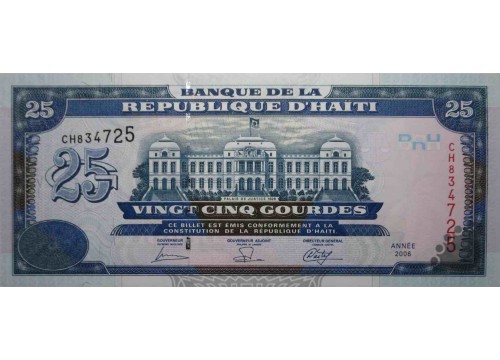 Банкнота Гаити 25 (двадцать пять) гурд 2006 год. Pick 266c. UNC