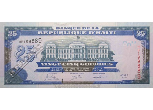 Банкнота Гаити 25 (двадцать пять) гурд 2014 год. Pick 266f. UNC