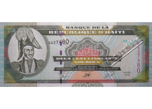 Банкнота Гаити 250 (двести пятьдесят) гурд 2003 год. Pick 269c. UNC