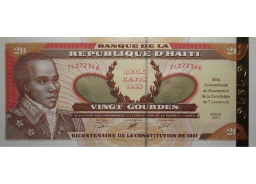 Банкнота Гаити 20 (двадцать) гурд 2001 год. Pick 271. UNC