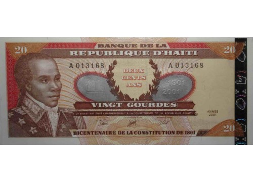 Банкнота Гаити 20 (двадцать) гурд 2001 год. Pick 271Aa1. UNC