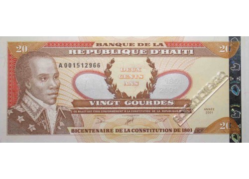 Банкнота Гаити 20 (двадцать) гурд 2001 год. Pick 271Ab. UNC