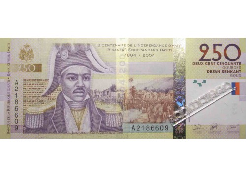 Банкнота Гаити 250 (двести пятьдесят) гурд 2004 год. Pick 276a. UNC