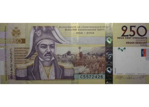 Банкнота Гаити 250 (двести пятьдесят) гурд 2008 год. Pick 276c. UNC