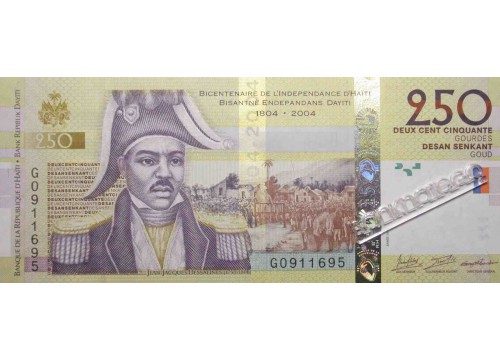 Банкнота Гаити 250 (двести пятьдесят) гурд 2016 год. Pick 276g. UNC
