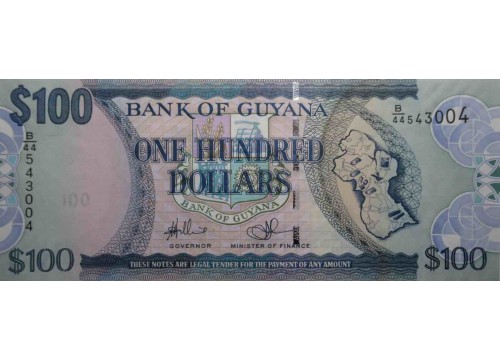 Банкнота Гайана 100 (сто) долларов 2012 год. Pick 36b2. UNC