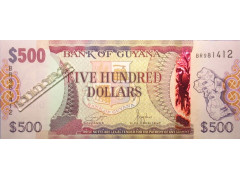 Банкнота Гайана 500 (пятьсот) долларов 2024 год. Pick 37.3. UNC