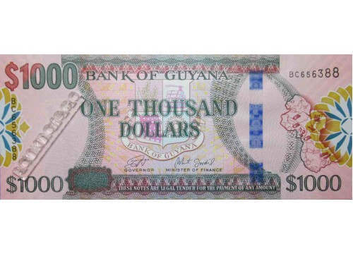 Банкнота Гайана 1000 (тысяча) долларов 2019 год. Pick 38. UNC