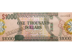 Банкнота Гайана 1000 (тысяча) долларов 2024 год. Pick 38d. UNC