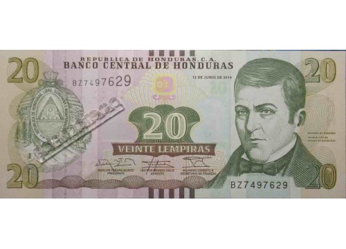 Банкнота Гондурас 20 (двадцать) лемпир 2014 год. Pick 100b. UNC